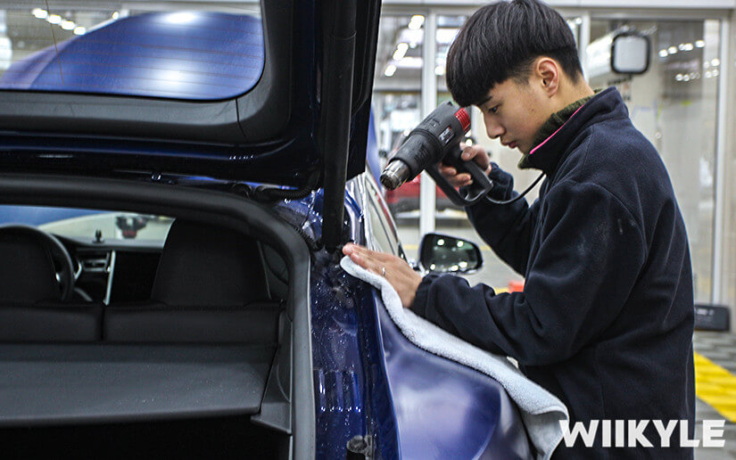 蓝色特斯拉MODEL S WIIKYLE隐形车衣贴膜案例（图十）