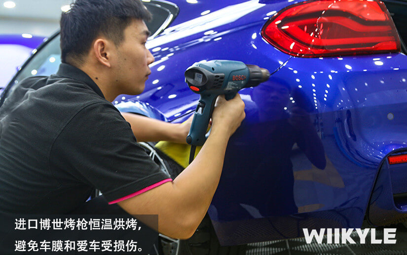 蓝色宝马M4选择WIIKYLE漆面保护膜施工案例展示图（5）