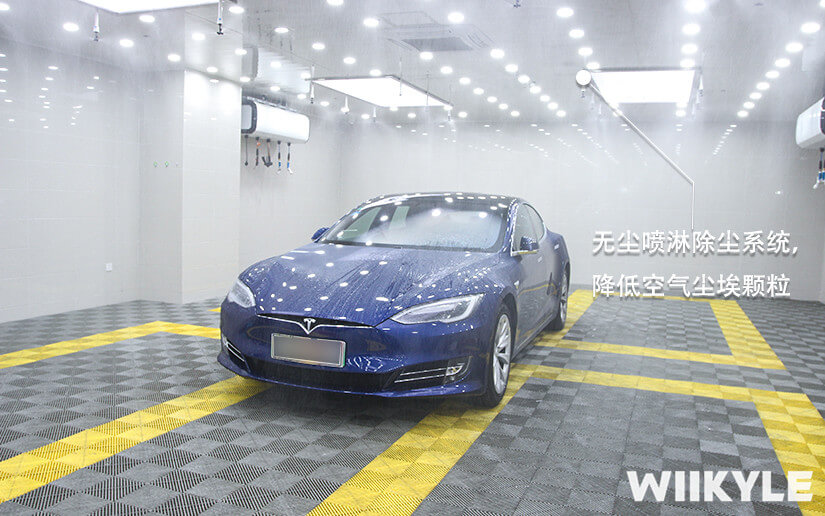 蓝色特斯拉MODEL S WIIKYLE隐形车衣贴膜案例（图一）